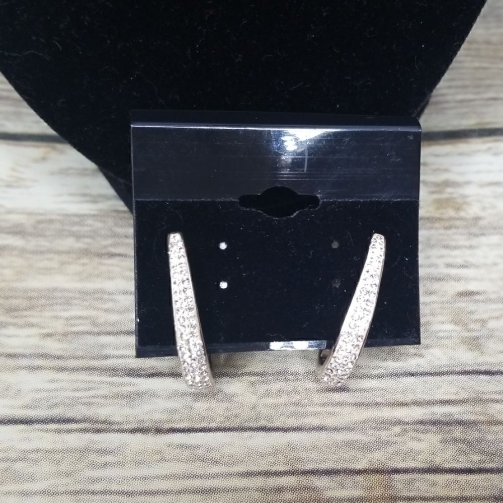 RHINESTONE SEMI HOOPS - Picture 2 of 5